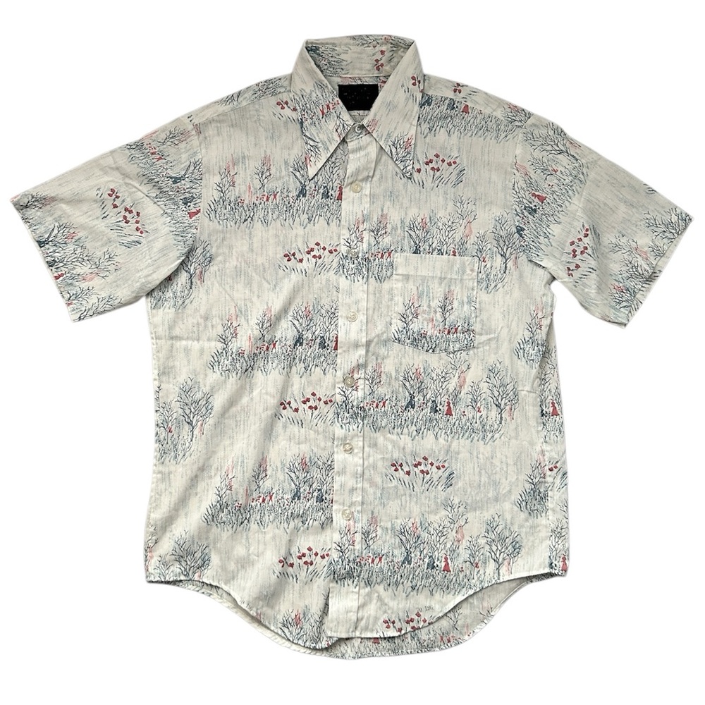Vintage JC Penny Casual Short Sleeved Button Down Nature Design Print Shirt